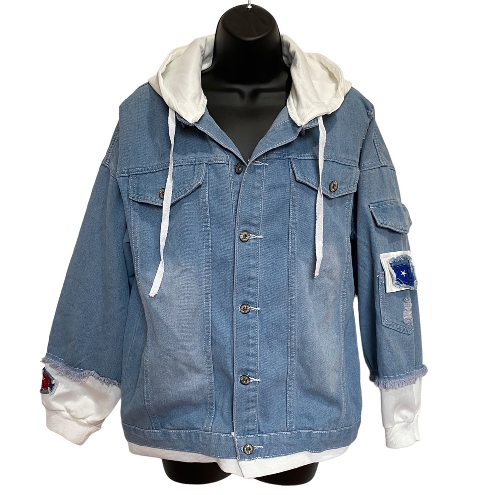 Source Unknown Blue Jean Jacket with Black Spider… - image 3